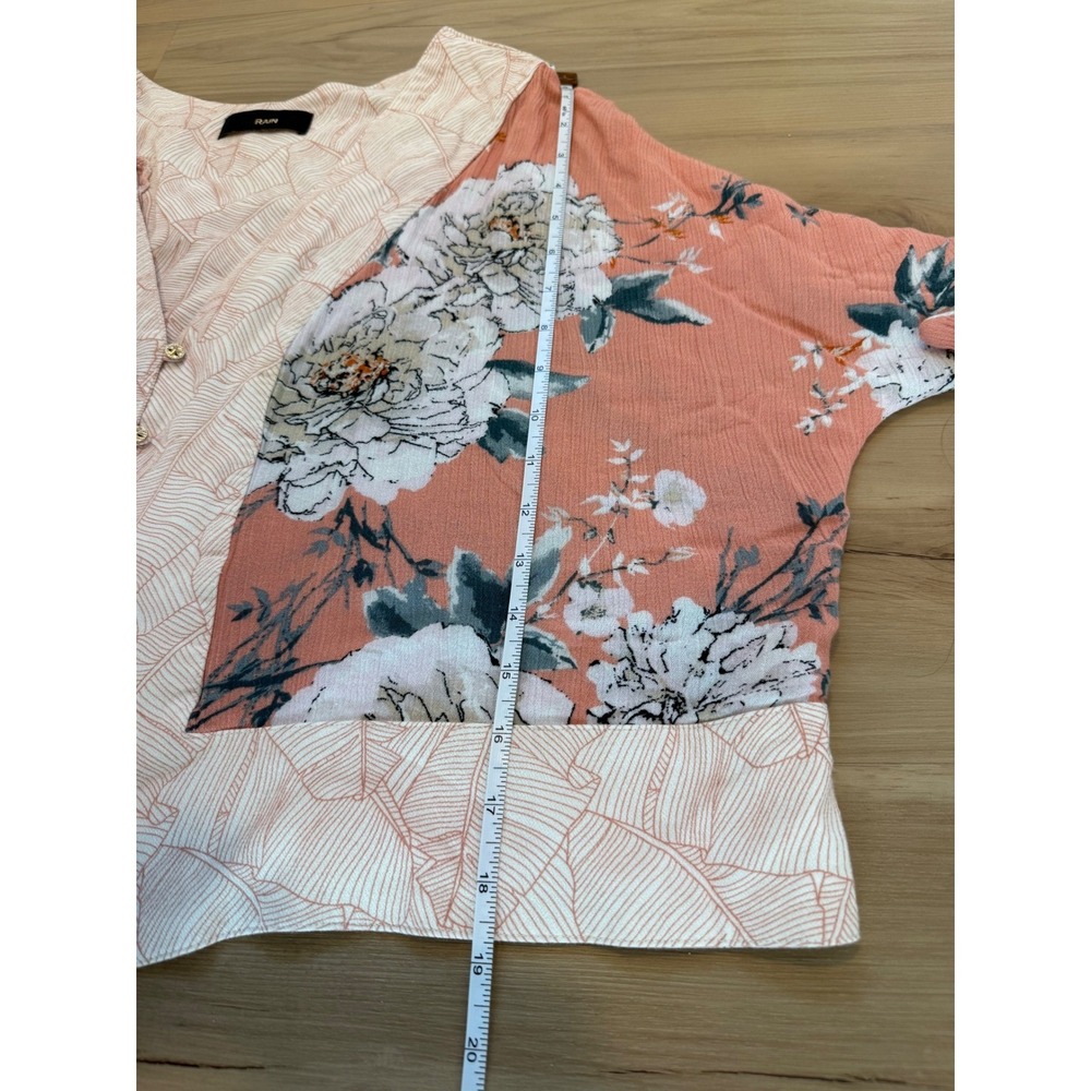RAIN Boho Floral Peasant Blouse Tie Sleeve Top Pink Romantic Cottagecore L/XL - Picture 7 of 8